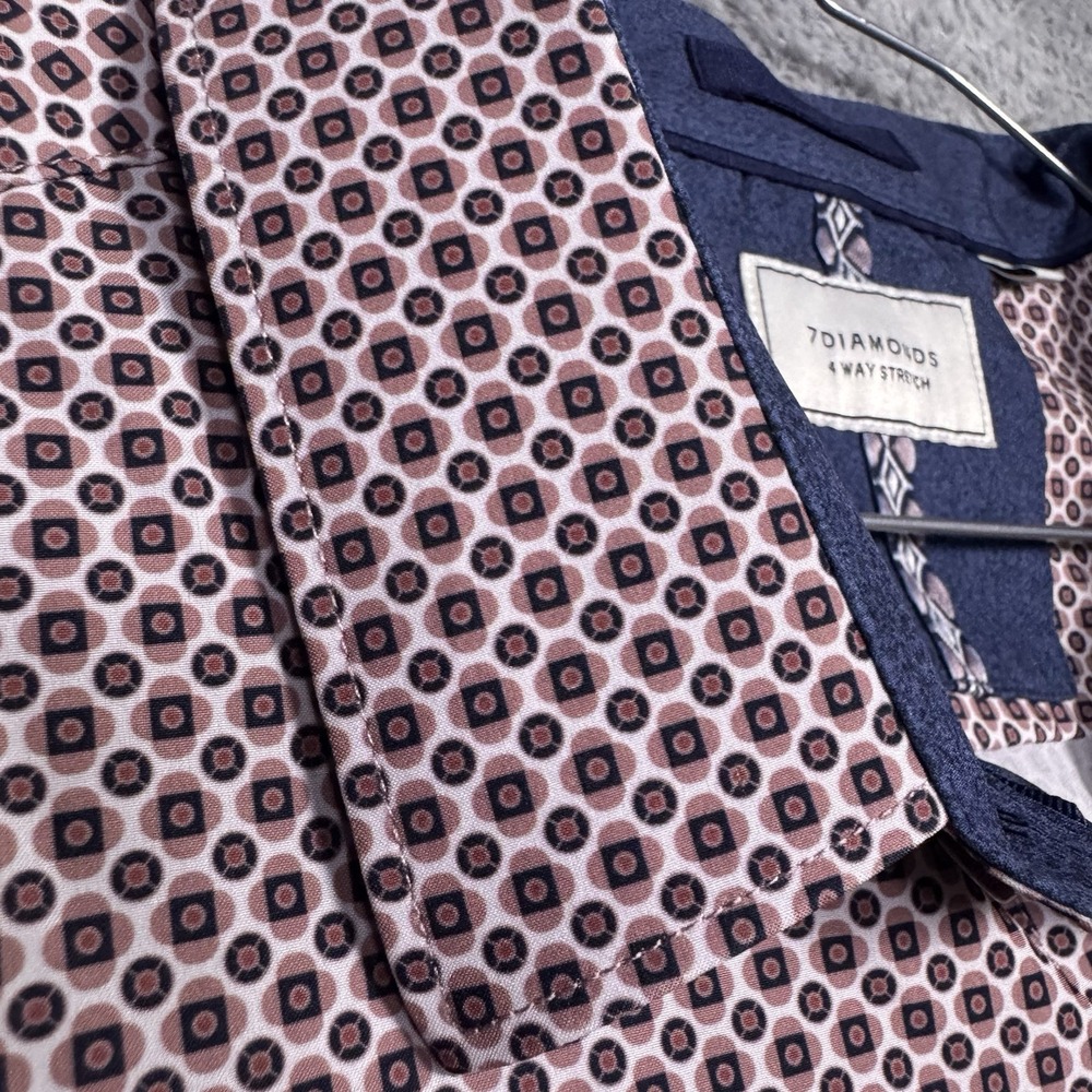 7 Diamonds Shirt Mens L Geometric‎ 4 Way Stretch Performance Feel the Vibe Woven